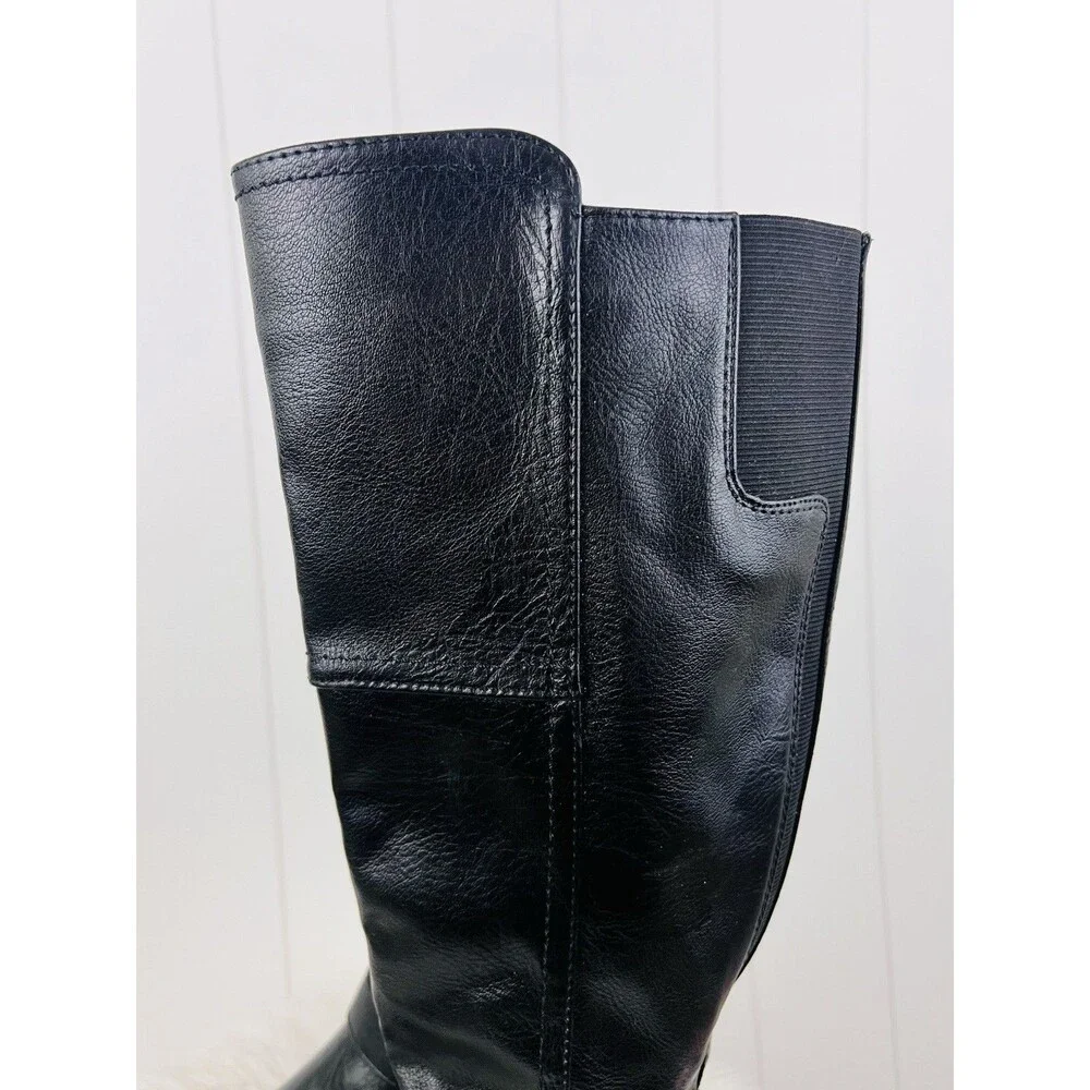 Croft & Barrow Ortholite Black Knee-High Vegan Leather Riding Boots Size 7M